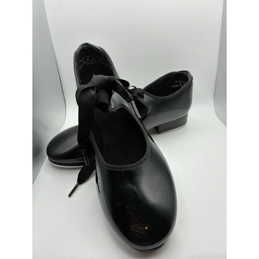 CAPEZIO  ~ JR. Tyette Tap Shoe ~ Adult ~ Size 8 M ~ Black Patent